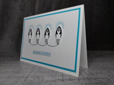 Grußkarte Weihnachten Post Pinguin handgemacht